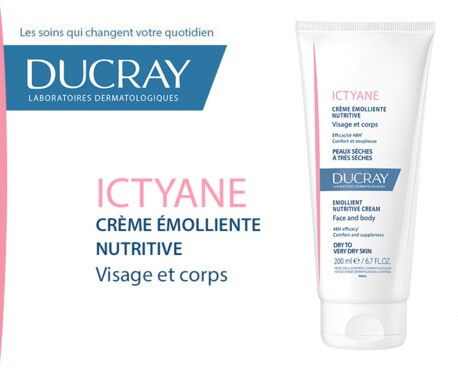 Ducray Ictyane crème émolliente nutritive 200ml
