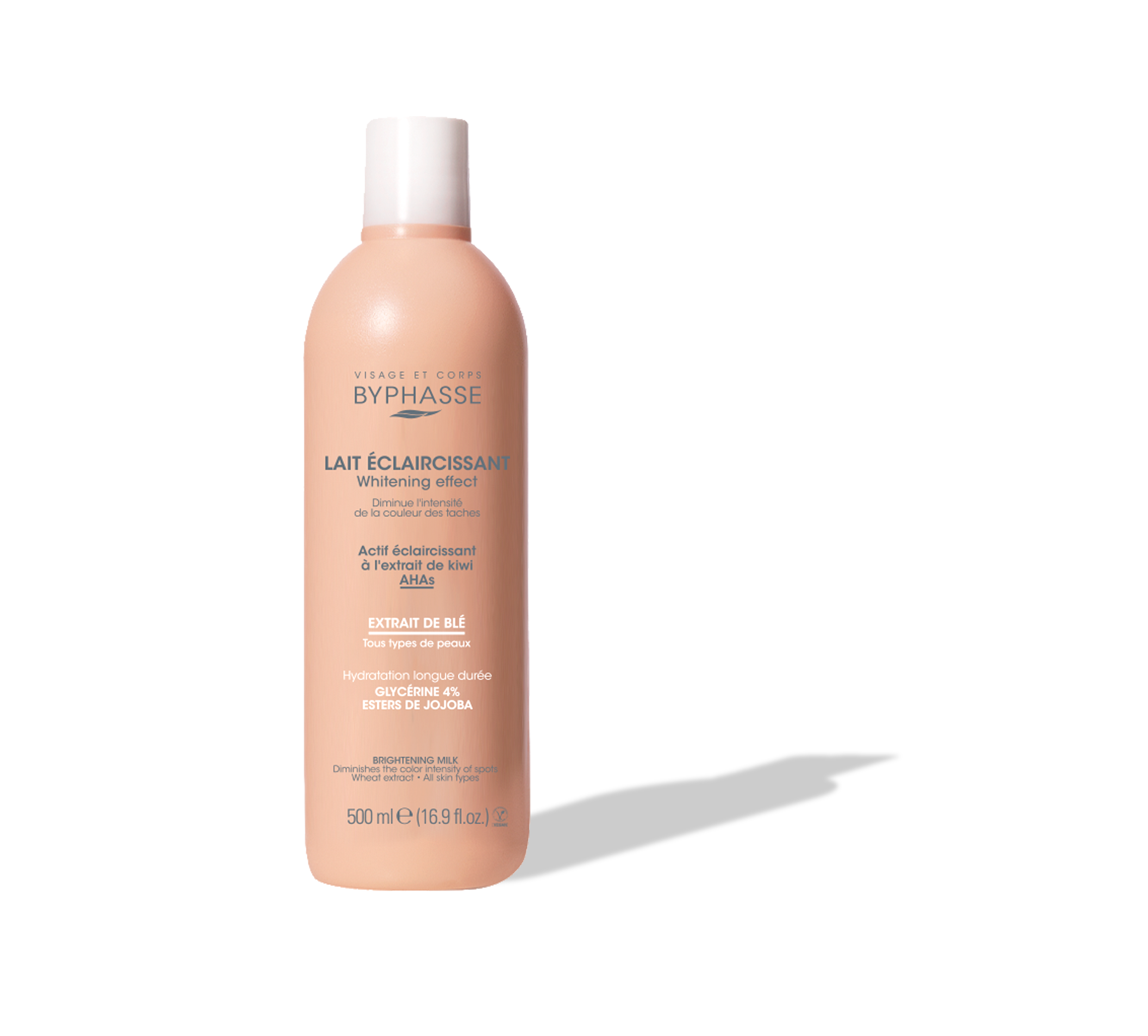 Byphasse Lait éclaircissant Whitening effect Extrait de blé 500ml