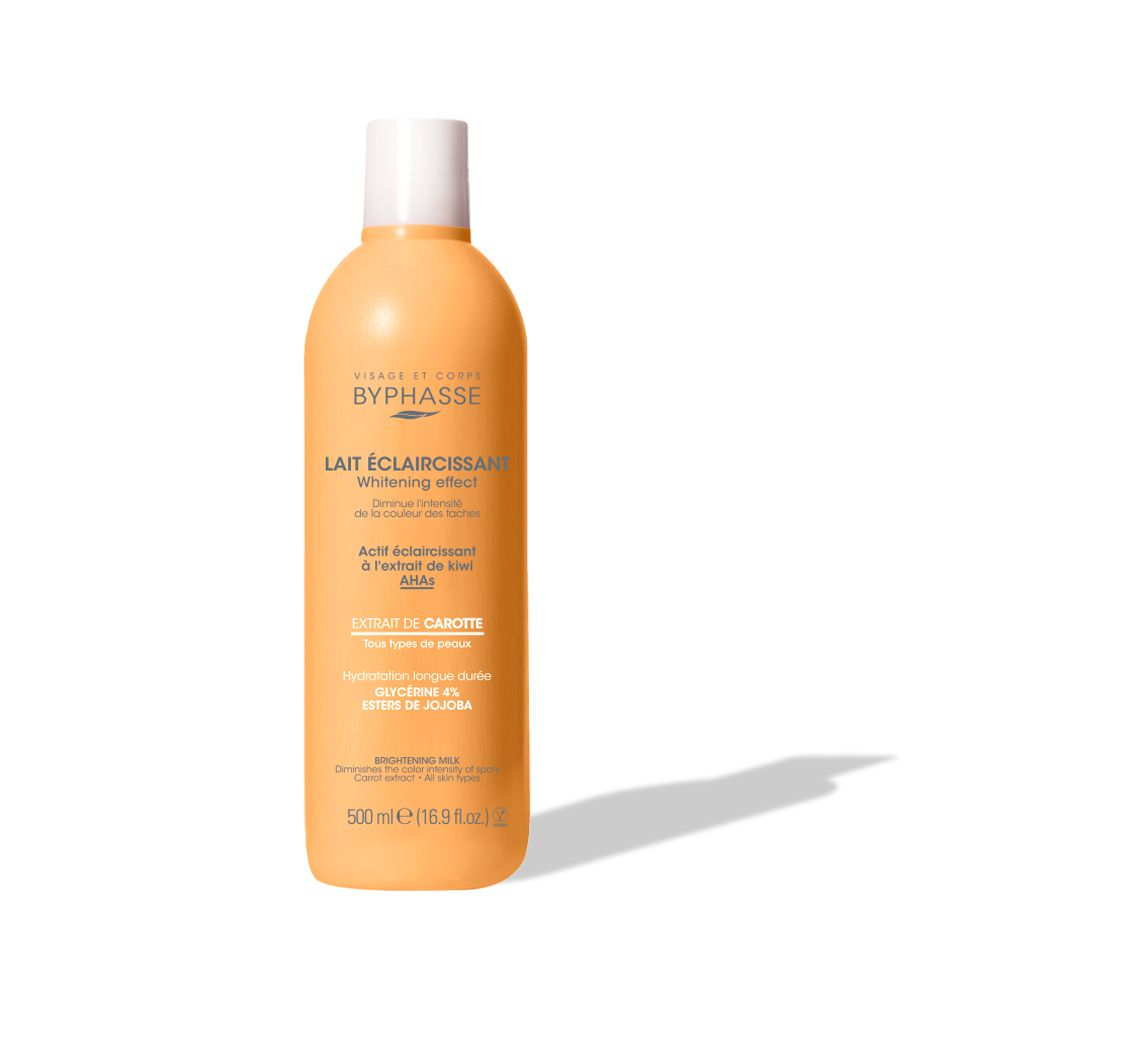 Byphasse Lait éclaircissant Whitening effect Extrait de carotte 500ml