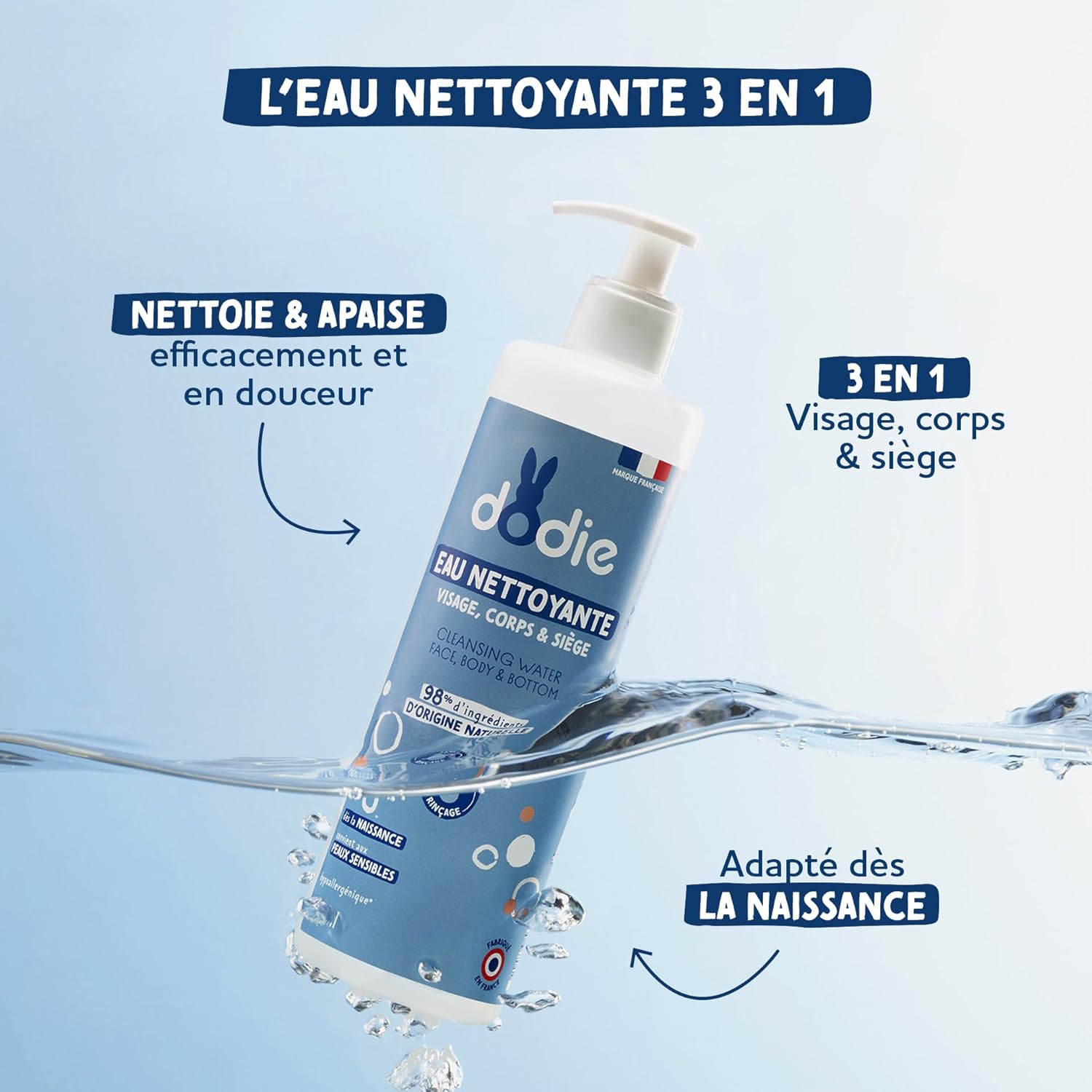 Dodie Eau nettoyante Visage Corps & Siège 500ml – Image 3